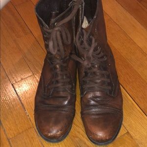 Brown combat boots